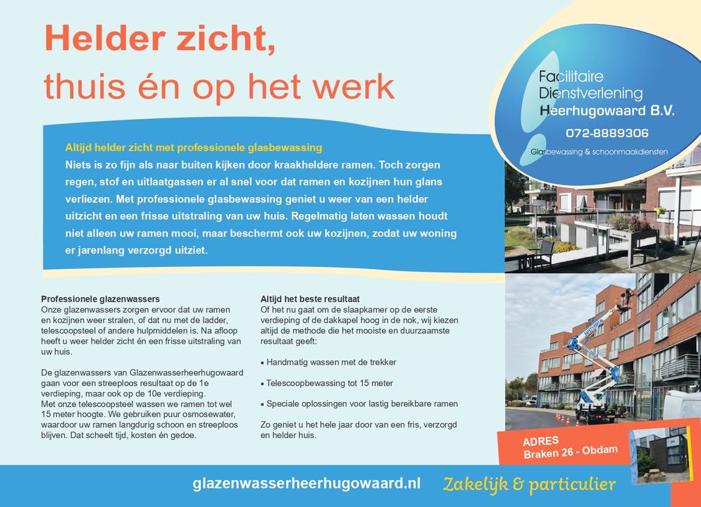 Glazenwasserheerhugowaard.nl - Schoonmaak en Bedrijfsdiensten